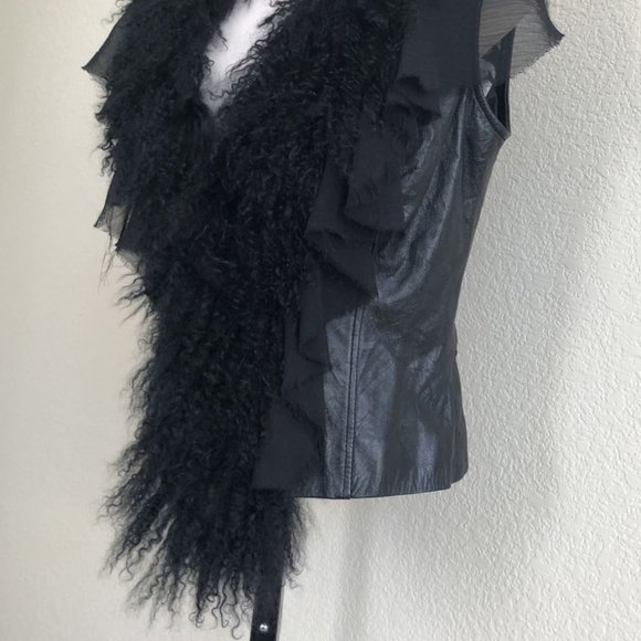 Royal Underground Size XS Leather and Fur Vest - Picture 3 of 16